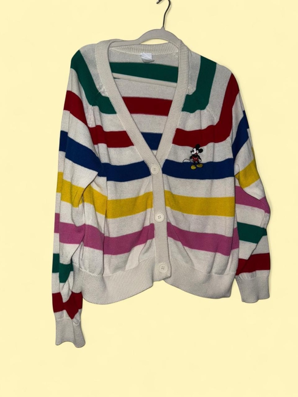 Disney Striped Multicolor V-Neck Button Cardigan Sweater
